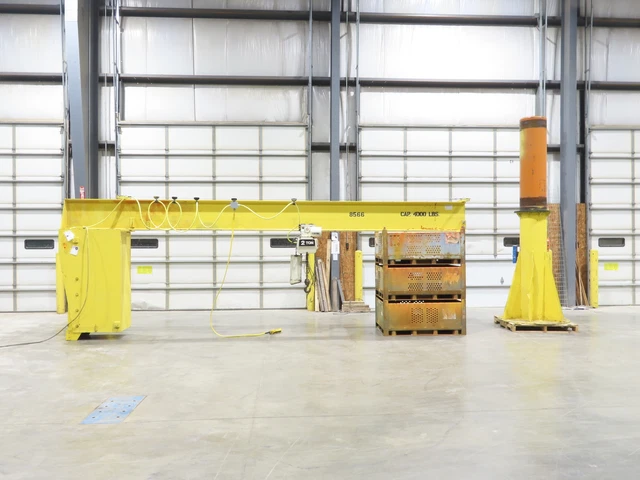 2 Ton Free Standing Motorized Power Jib Crane 20' Span 12' HUB 230/460V 3PH