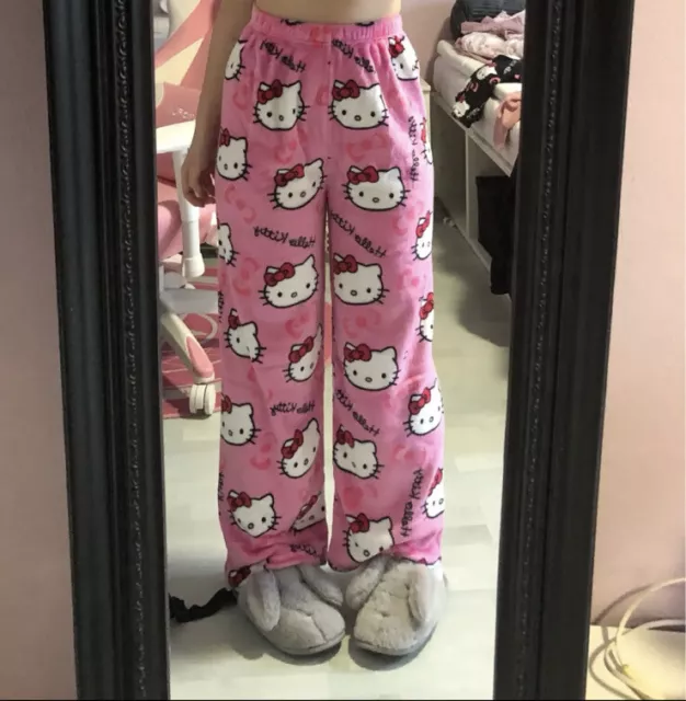 HELLO KITTY PAJAMA Pants Y2k Fairy Sanrio Flannel Autumn Warm Women ...