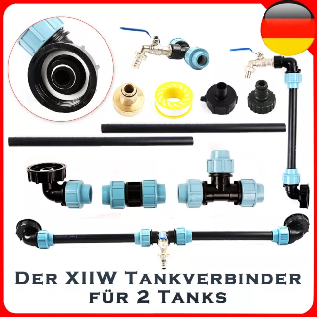 IBC Adapter Verbindungsset für 2/3 Tanks Nebeneinander Schwanenhals Auslauf