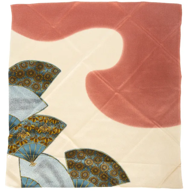 Vintage Japanese Kyoto Erizen Silk Chirimen Furoshiki Size 74 X 79 cm: Oct23-M