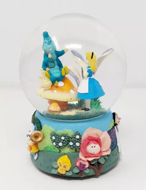 Enesco Disney "I’m Late" Alice In Wonderland Musical Snowglobe w Caterpillar HTF