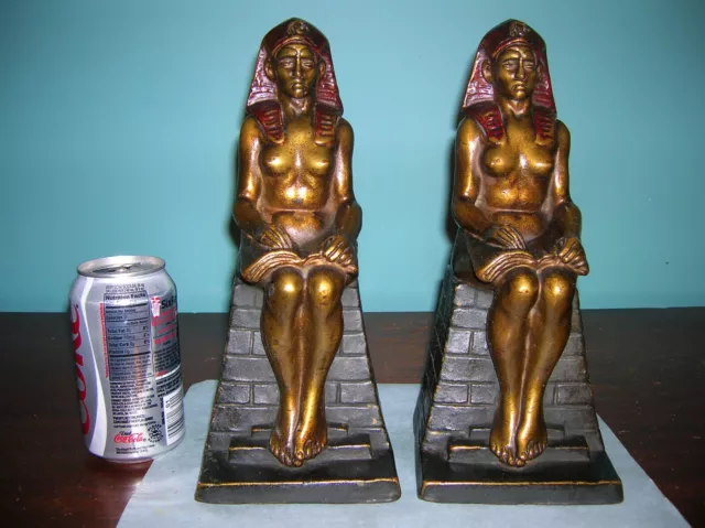 Antique Egyptian queen bookends KBW Kathodian Kathodion Bronze Works clad, 1915