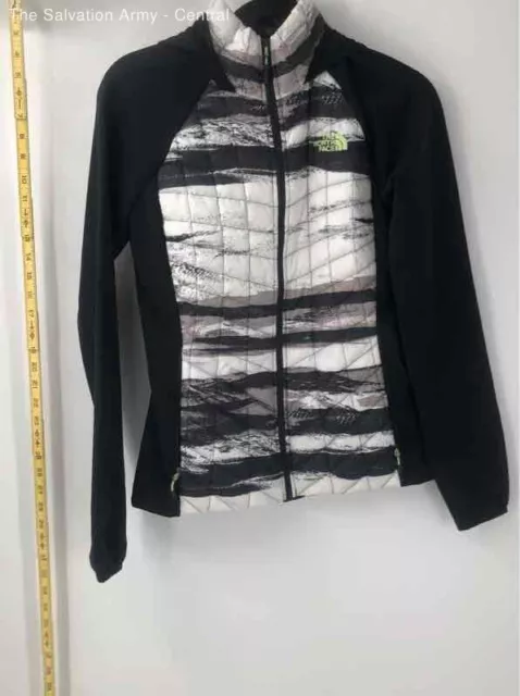 The North Face Womens Black White Abstract Thermoball Hooded Quilted Jacket S