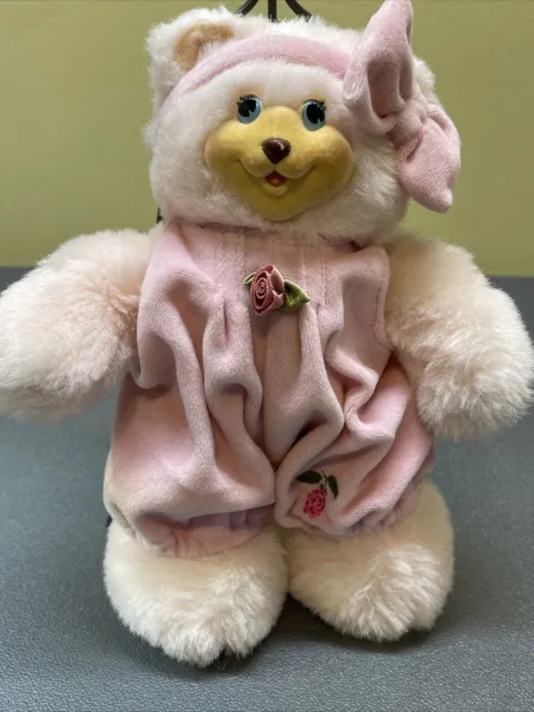 Vintage 1998 Fisher Price Sarahberry Plush Stuffed Pink 10" Bear Briarberry