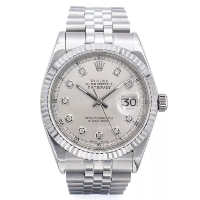 Vintage Rolex Oyster Perpetual Datejust Diamond Automatic Men's Watch Ref 1601