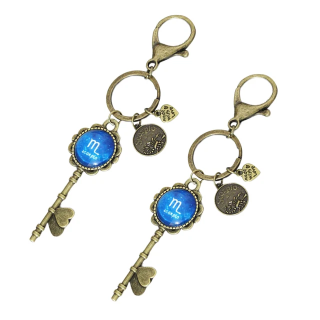 2 Pcs DIY Key Chain Accessories Time Key Holder Metal Button 7