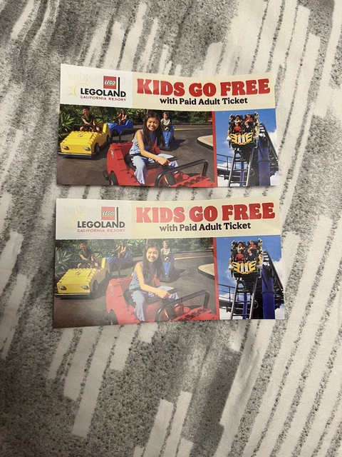 2 X Legoland California Tickets - Kids Go Free With Paying Adult - 2 Tickets