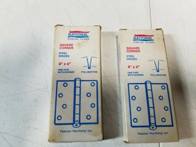 (LOT OF 2) Stanley National Hardware 512 4" by 4" Door Hinge  dull Brass vintage