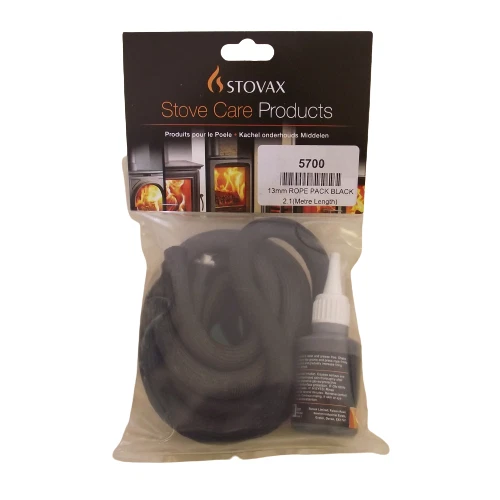 Kit de cuerda para estufa negra Stovax 13 mm pegamento C/W la mayoría de las estufas 5700 - Rb22