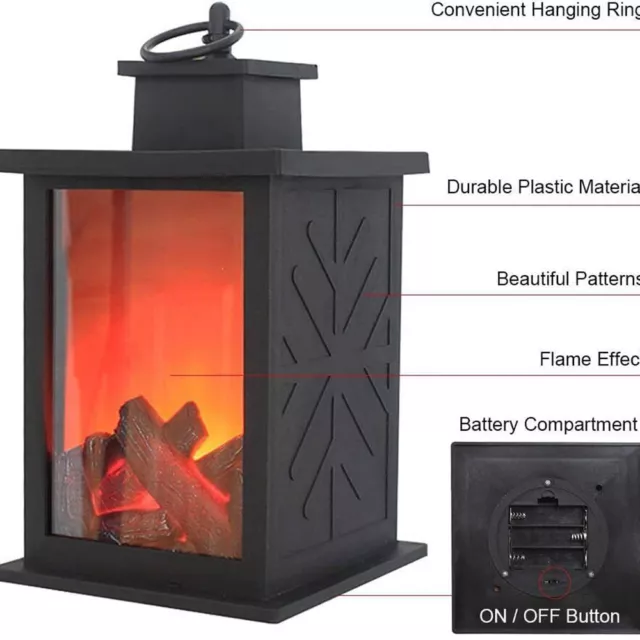 de la chimenea Linterna de luz LED Lámpara de linterna Luz de chimenea de mesa 3