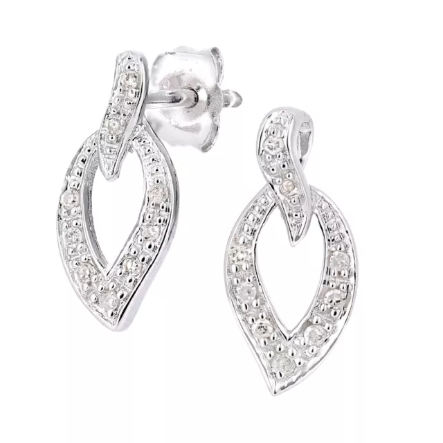 9ct White Gold Diamond 1.3cm Height Stud Earrings by Naava