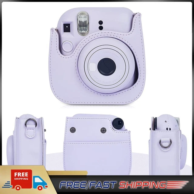 Instant Camera Bags PU Leather for Fujifilm Instax Mini 12/11/9/8 (Purple)