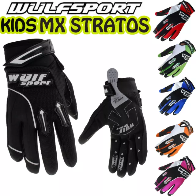 Wulfsport Stratos Kids Motocross Gloves CUB Off-Road MX Dirt Bike Cycling, Black