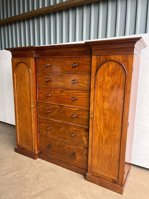 19th century mahogany 'sentry box' wardrobe