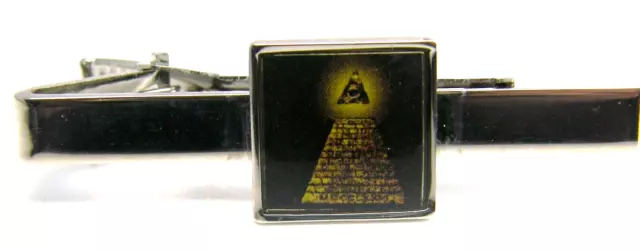 Eye of Providence Pyramid Mason Badge Masonic Tieclip Tie Pin Clip Gift Silver