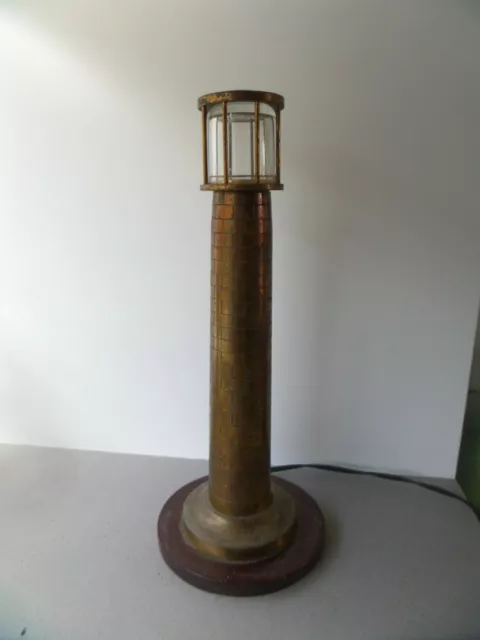 Vintage Antique Old Brass Lighthouse Lamp