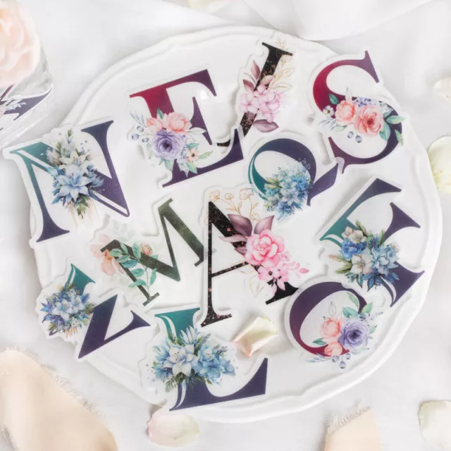4 Packs Floral Alphabet Paper Stickers Scrapbooking Journal Album Card DIY Craft
