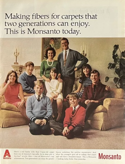 1967 Vtg Print Ad Monsanto Carpet Fibers Family Living Room Home Decor Home