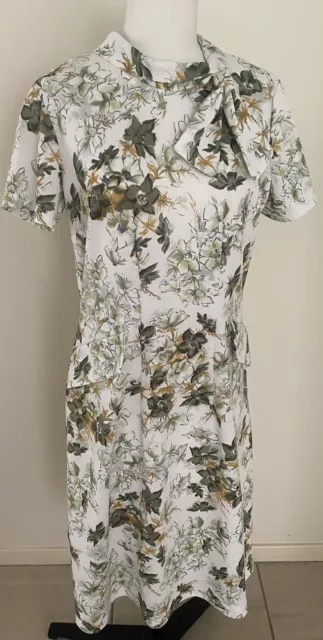 VTG 1960s/70s Handmade Polyester Green Floral MIDI Shift Dress -No Size