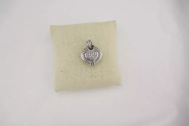 Judith RIPKA pave Diamonique cz heart Enhancer PENDANT Charm Reversible