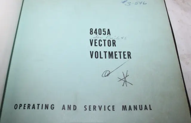 hp 8405A vector voltmeter manual in binder