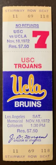 UCLA Bruins 11/18/1972 ORIGINAL college football ticket vs USC Trojans