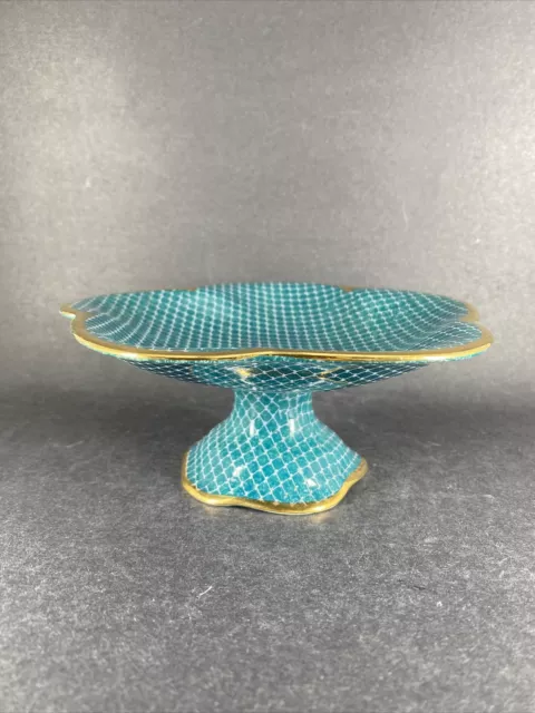 Vintage Royal Winton Grimwades Green Fishnets Pedestal Cake Plate England