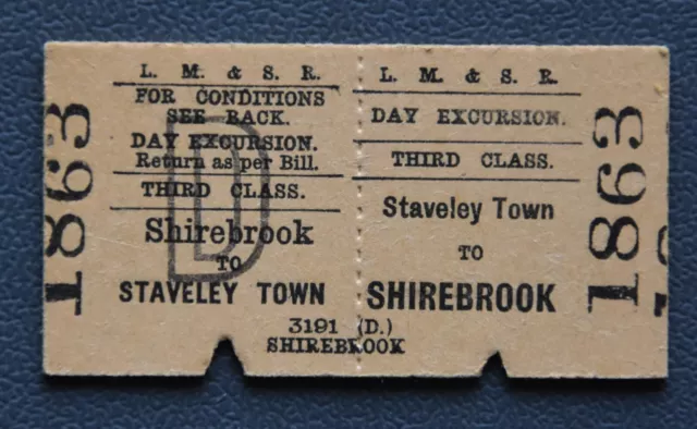 Railway Ticket Lms Staveley Town To Shirebrook Note Lms