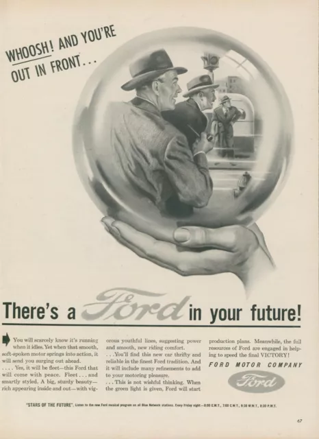 1945 Ford In Your Future Crystal Ball Stars Of Future Radio Vintage Print Ad L25