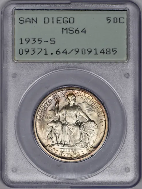 1935-S San Diego Commemorative Half Dollar 50c PCGS MS64 "Rattler"