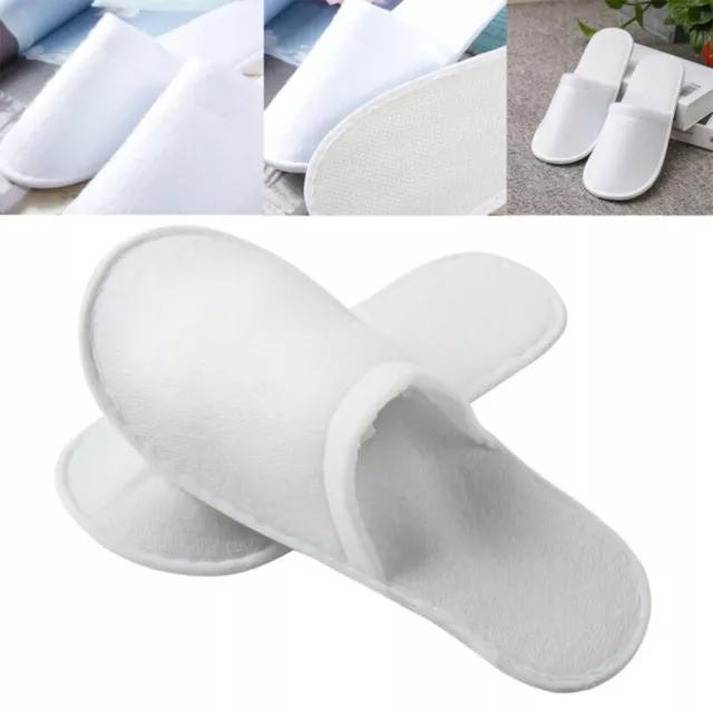 10 paires de pantoufles d'hôtel respirantes jetables bout fermé coton blanc