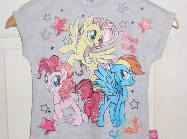 T-shirt TU filles MY LITTLE PONY THE VIDEO Pony Squad paillettes et paillettes neuf avec étiquettes 2