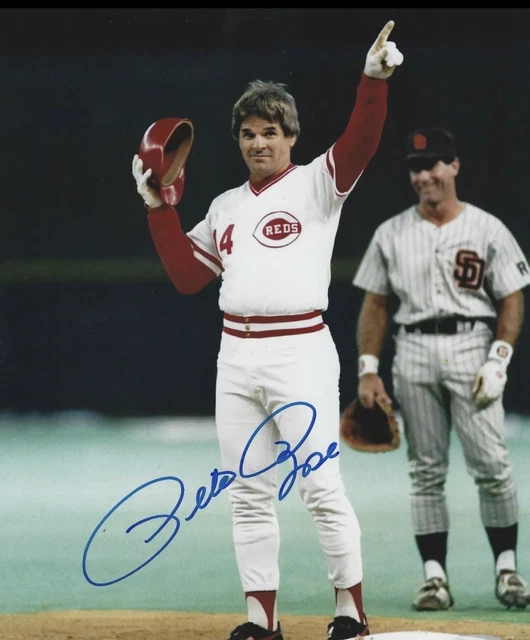 Pete Rose Signed RP 4192 HIt KING CINCINNATI REDS 8X10 Photo
