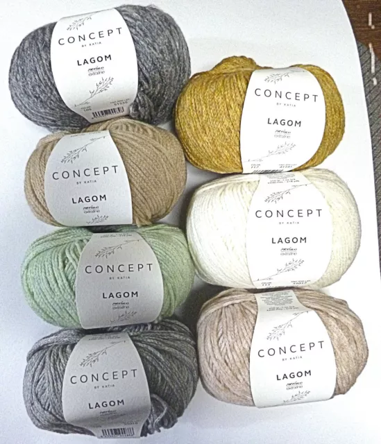 Wolle zum Stricken LAGOM v.Katia Wolle mit Baumwolle 50g=ca.200m N.4-5
