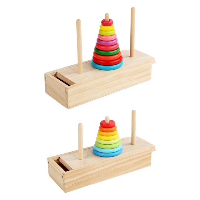 Wooden Stacking Tower Stack Sorting Toy Sturdy Color Cognition Rainbow Color