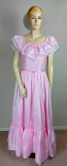 Vintage 70S Pink Pronuptia Frilly Victorian Style  Bridesmaid Dress 8