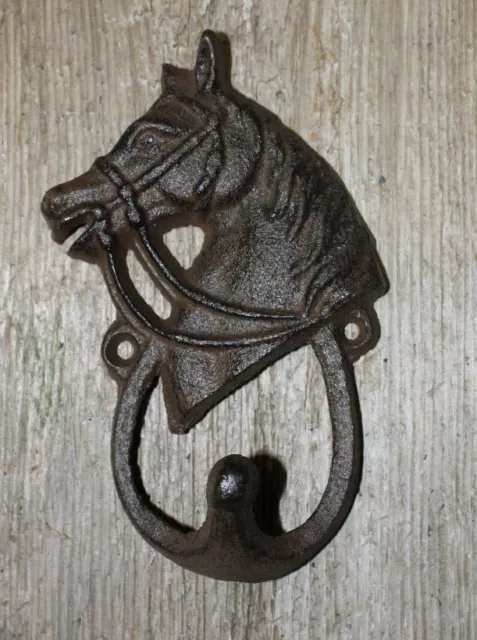 Cast Iron HORSE HEAD Coat Hooks Hat Hook Towel Rack Western Cowboy Decor