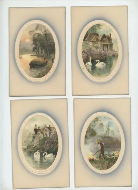 Lot de 6 cartes postales anciennes . Personnages et paysages .