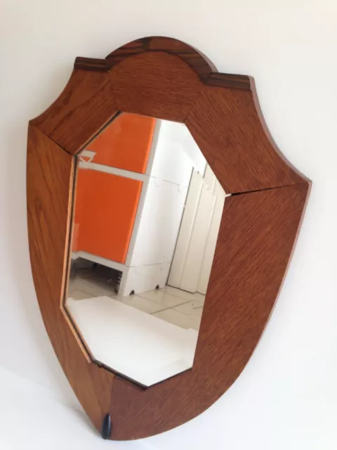 superbe et original grand Miroir biseauté  Cadre en bois  Vintage