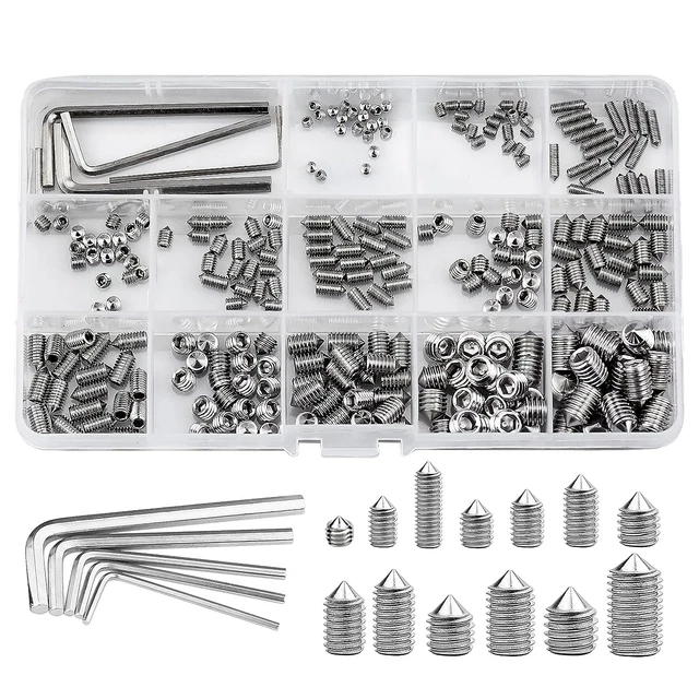 260Pcs Vis Sans Tête Hexagonale M3 M4 M5 M6 M8 Vis Allen Vis Pointeau Poignée De