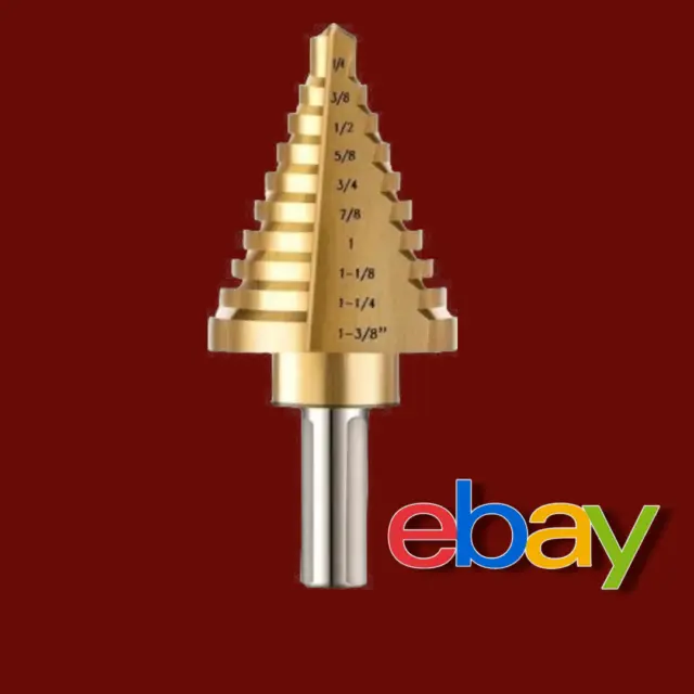 ZELCAN 10 Sizes Titanium Step Drill Bit, 1/4 to 1-3/8 Inches High Speed Steel Dr