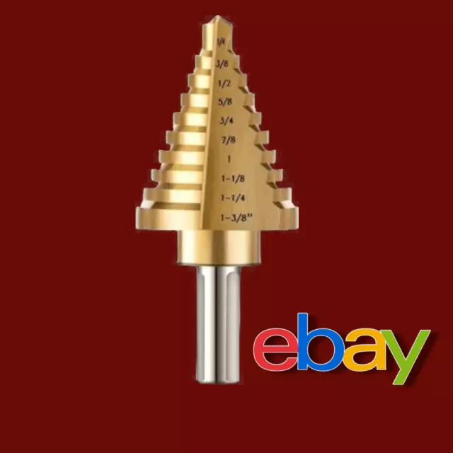 ZELCAN 10 Sizes Titanium Step Drill Bit, 1/4 to 1-3/8 Inches High Speed Steel Dr
