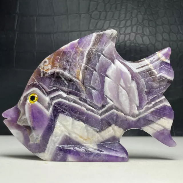NATURAL CRYSTAL MINERAL Specimen.Amethyst.Hand-carved Fish.Stone Statue ...