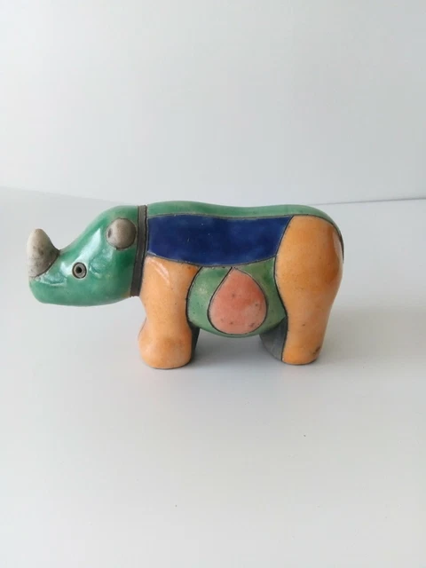 Keramik Nashorn Figur Vintage Südafrika Sammlerstück Innenarchitektur Großartig