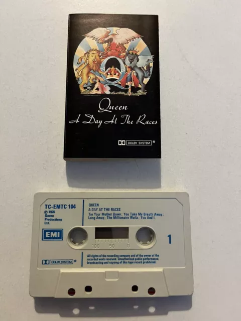 QUEEN - A Day At The Races - grau/blauer Text - KEIN BARCODE - EMI 1976 - Kassette