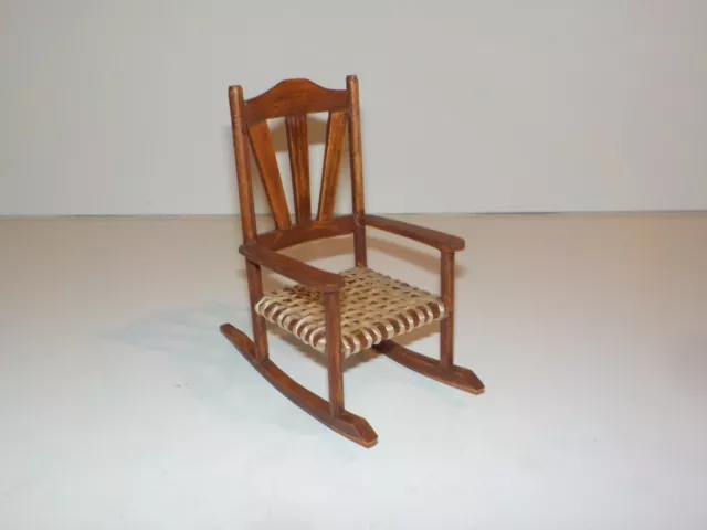 Vintage Miniature Wood Rocking Chair FOLK ART HANDMADE