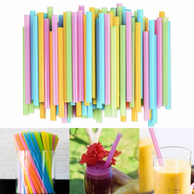 144 Ct Jumbo Straws Extra Wide Neon Multi Color 9" Smoothie Milkshake Disposable