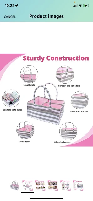 New Arabella Baby Diaper Caddy Organizer for Boy Girl Pink Gray Storage Basket 2