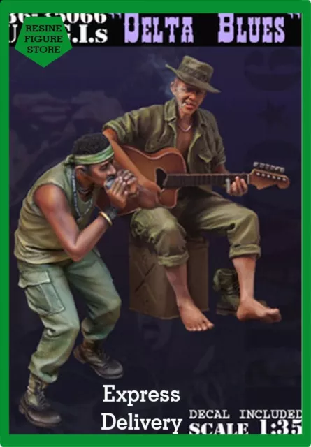 1/35 Resin Figure Kit 2pcs US Soldiers Vietnam War play the guitar, Unpainted