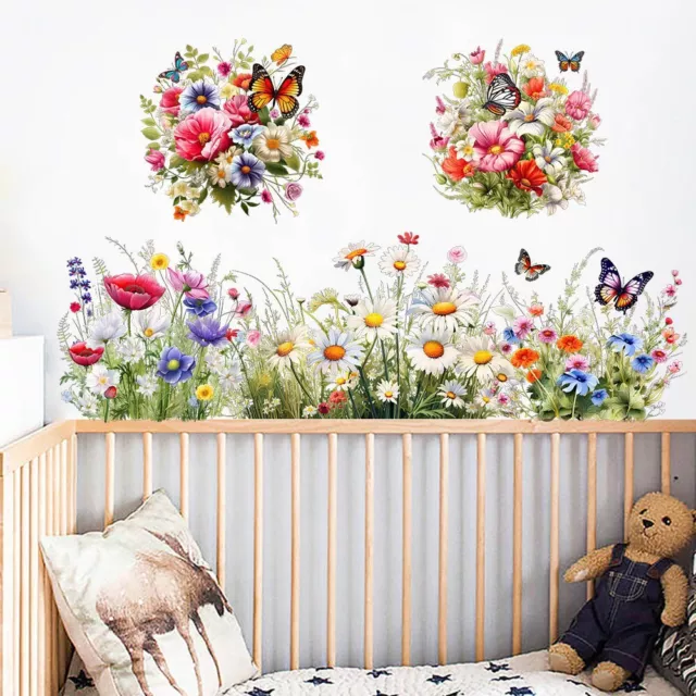 Abnehmbare Schmetterling Blumen Wandaufkleber PVC Kinderzimmer Kunst Wandbild Aufkleber Wohnkultur